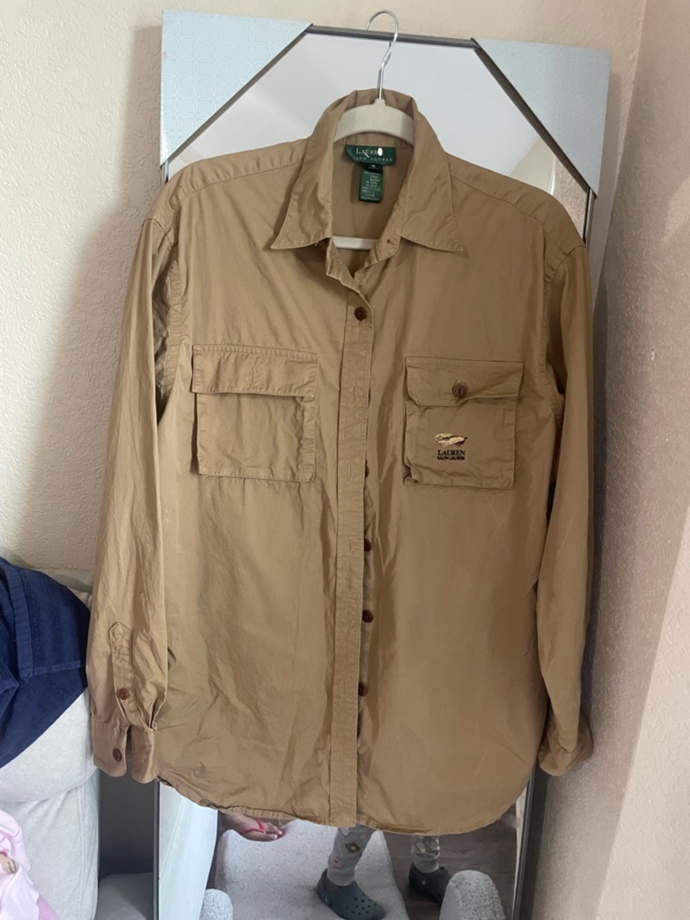 Ralph Lauren pheasant Logo Hunt long sleeve button shirt Men's Large Soft